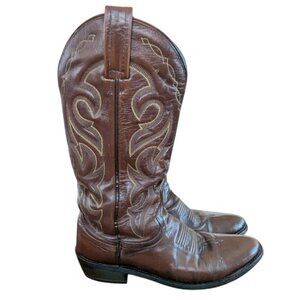 Vintage Dan Post Men's Brown Leather Western Boots - Size 8.5 D